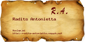 Radits Antonietta névjegykártya